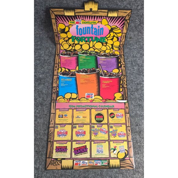 1994 Pepsi Fountain Fortune Promotional Calendar Vintage Advertising Display - Picture 1 of 9